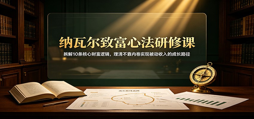 纳瓦尔致富心法研修课：拆解10条核心财富逻辑，理清不靠内卷实现被动收入的成长路径-小本创业副业项目推荐_零成本在家赚钱项目_中赚网