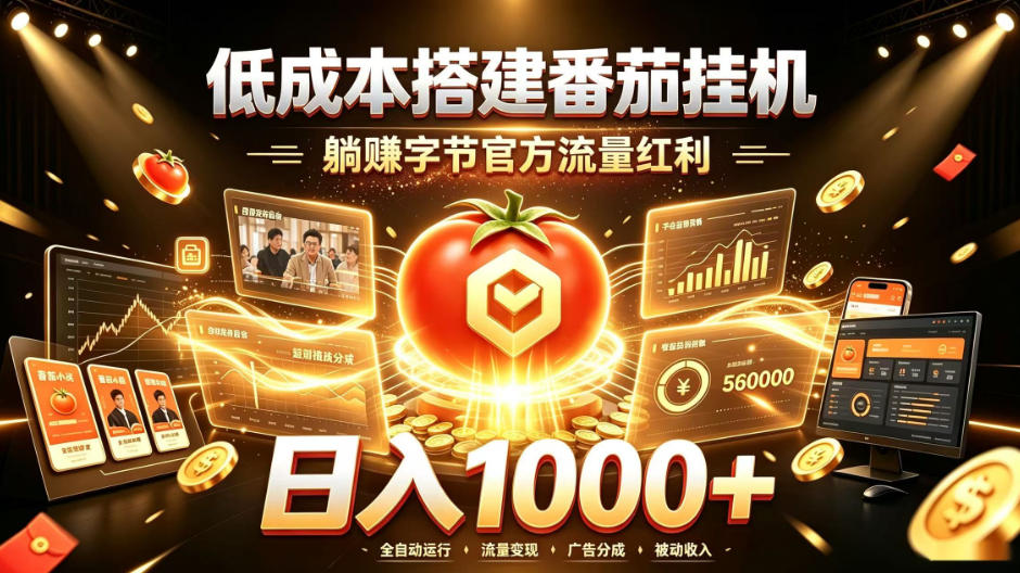 低成本搭建番茄挂G，躺賺字节官方流量红利，日入1k+，全程傻瓜式落地【揭秘】-小本创业副业项目推荐_零成本在家赚钱项目_中赚网