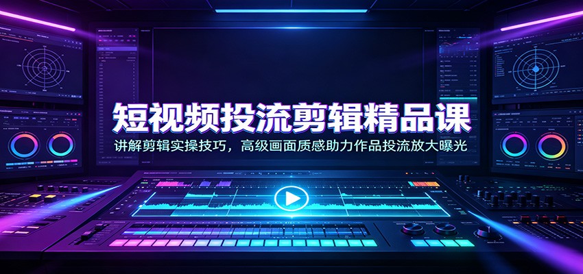短视频投流剪辑精品课：讲解剪辑实操技巧，高级画面质感助力作品投流放大曝光-小本创业副业项目推荐_零成本在家赚钱项目_中赚网