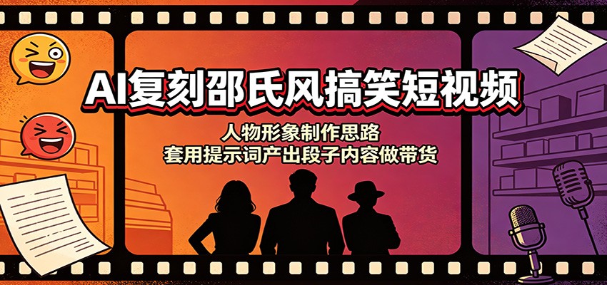 AI复刻邵氏风搞笑短视频：人物形象制作思路，套用提示词产出段子内容做带货-小本创业副业项目推荐_零成本在家赚钱项目_中赚网