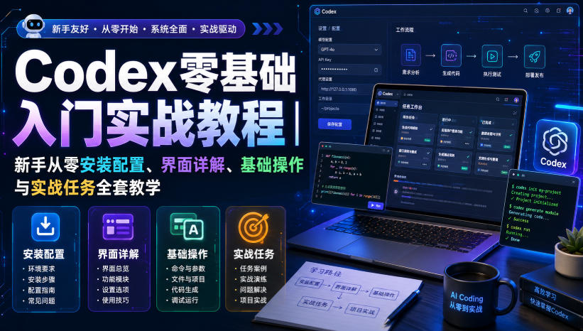 Codex零基础入门实战教程｜新手从零安装配置、界面详解、基础操作与实战任务全套教学-小本创业副业项目推荐_零成本在家赚钱项目_中赚网