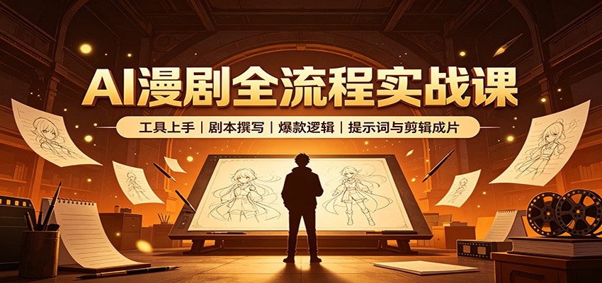 AI漫剧全流程实战课：工具上手、剧本撰写、爆款逻辑、提示词与剪辑成片-小本创业副业项目推荐_零成本在家赚钱项目_中赚网