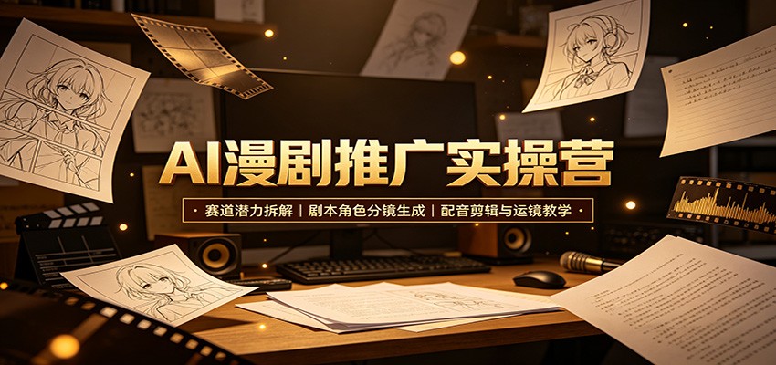 AI漫剧推广实操营：赛道潜力拆解，剧本角色分镜生成，配音剪辑与运镜教学-小本创业副业项目推荐_零成本在家赚钱项目_中赚网