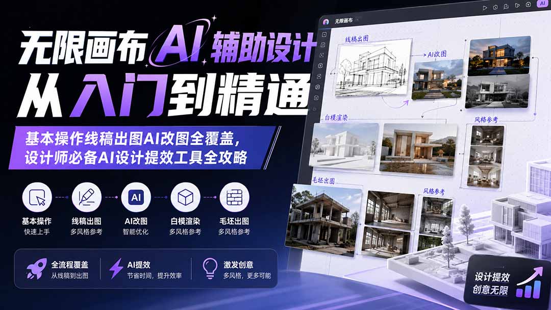 无限画布AI辅助设计从入门到精通；基本操作线稿出图AI改图全覆盖，设计师必备AI设计提效工具全攻略-小本创业副业项目推荐_零成本在家赚钱项目_中赚网