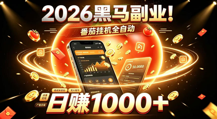 2026黑马副业！番茄挂G全自动日入1000+，操作最简单、门槛最低的线上轻资产项目【揭秘】-小本创业副业项目推荐_零成本在家赚钱项目_中赚网