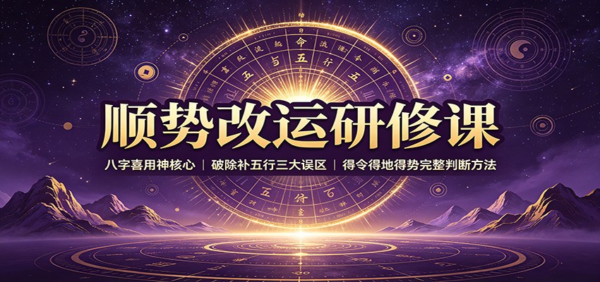 顺势改运研修课：八字喜用神核心，破除补五行三大误区，得令得地得势完整判断方法-小本创业副业项目推荐_零成本在家赚钱项目_中赚网