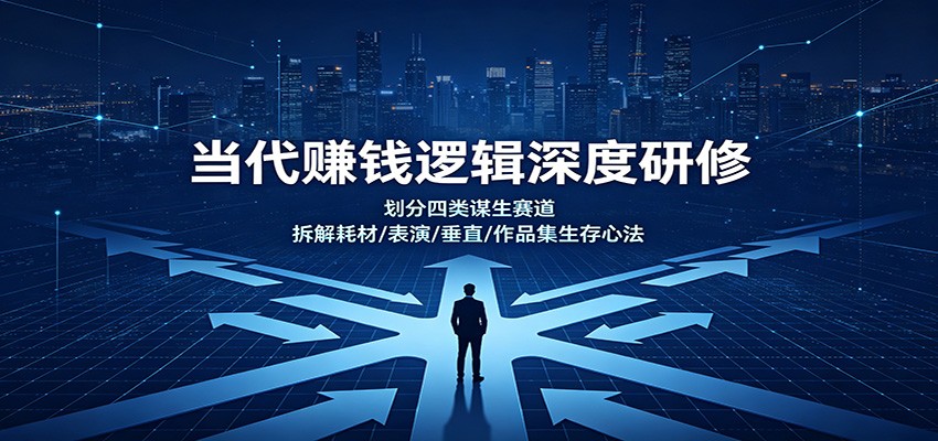 当代赚钱逻辑深度研修：划分四类谋生赛道，拆解耗材/表演/垂直/作品集生存心法-小本创业副业项目推荐_零成本在家赚钱项目_中赚网