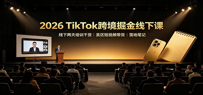 2026 TikTok跨境掘金线下课：线下两天培训干货，美区短视频带货落地笔记-小本创业副业项目推荐_零成本在家赚钱项目_中赚网