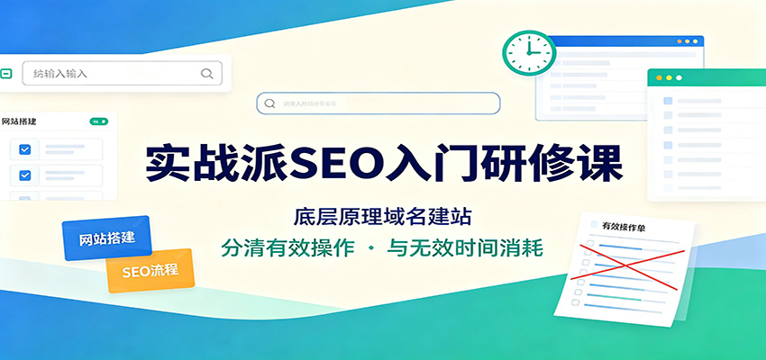实战派SEO入门研修课：底层原理域名建站，分清有效操作与无效时间消耗-小本创业副业项目推荐_零成本在家赚钱项目_中赚网