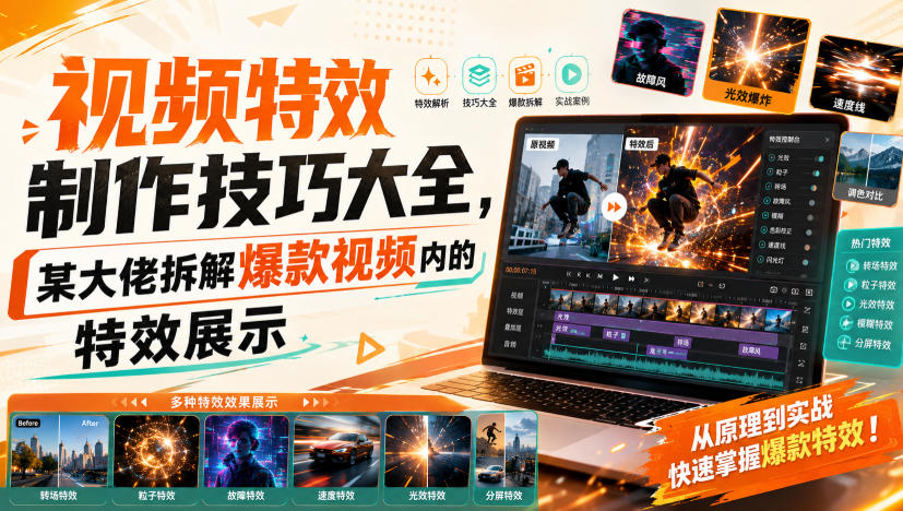 视频特效制作技巧大全，某大佬拆解爆款视频内的特效展示-小本创业副业项目推荐_零成本在家赚钱项目_中赚网
