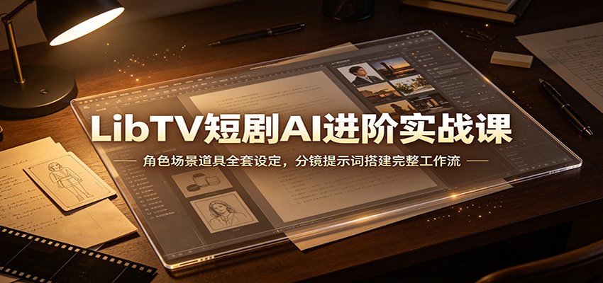 LibTV短剧AI进阶实战课：角色场景道具全套设定，分镜提示词搭建完整工作流-小本创业副业项目推荐_零成本在家赚钱项目_中赚网