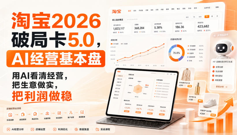 智篆商业-淘宝2026破局卡5.0，AI经营基本盘，用AI看清经营，把生意做实，把利润做稳-小本创业副业项目推荐_零成本在家赚钱项目_中赚网