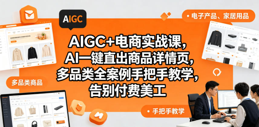 AIGC+电商实战课，AI一键直出商品详情页，多品类全案例手把手教学，告别付费美工(更新0820)-小本创业副业项目推荐_零成本在家赚钱项目_中赚网