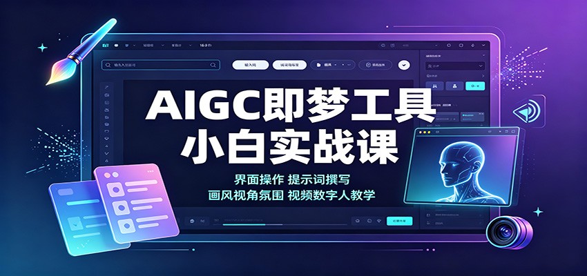 AIGC即梦工具小白实战课：界面操作，提示词撰写，画风视角氛围视频数字人教学-小本创业副业项目推荐_零成本在家赚钱项目_中赚网