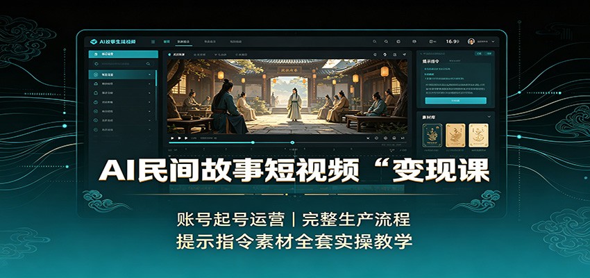AI民间故事短视频变现课：账号起号运营，完整生产流程，提示指令素材全套实操教学-小本创业副业项目推荐_零成本在家赚钱项目_中赚网