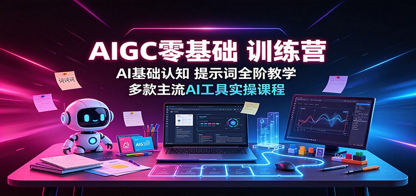 AIGC零基础训练营：AI基础认知，提示词全阶教学，多款主流AI工具实操课程-小本创业副业项目推荐_零成本在家赚钱项目_中赚网