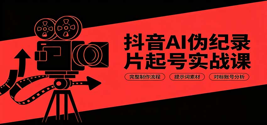 抖音AI伪纪录片起号实战课：完整制作流程，提示词素材，对标账号分析-小本创业副业项目推荐_零成本在家赚钱项目_中赚网