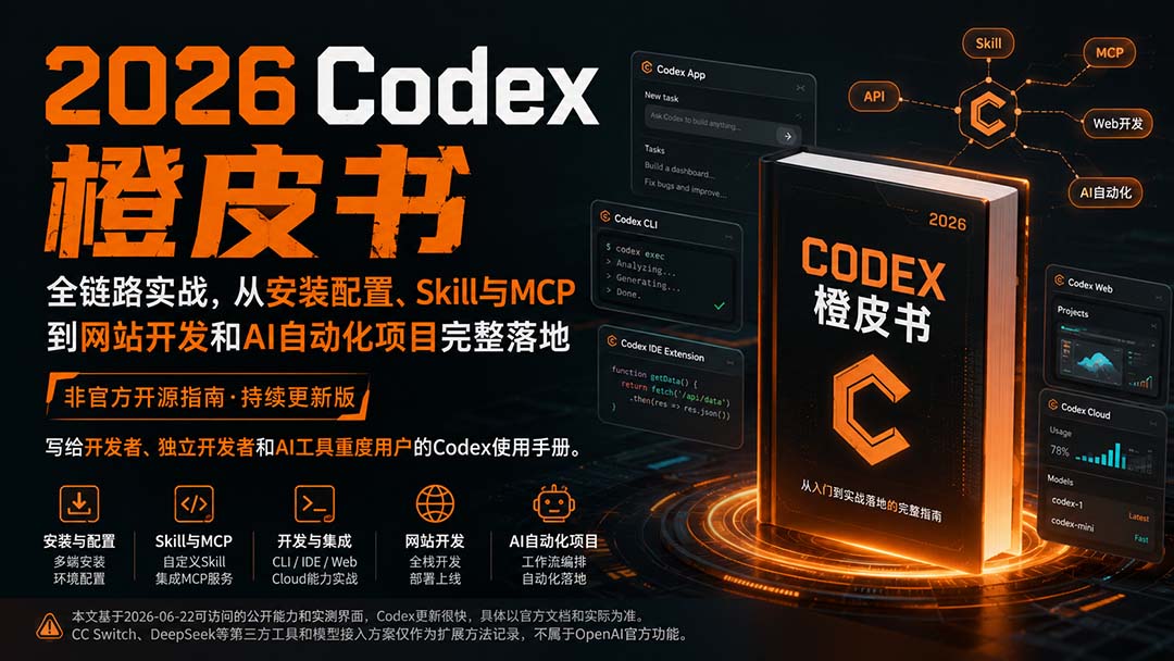2026Codex橙皮书：全链路实战，从安装配置、Skill与MCP到网站开发和AI自动化项目完整落地-小本创业副业项目推荐_零成本在家赚钱项目_中赚网