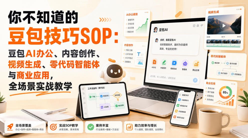 你不知道的豆包技巧SOP：豆包AI办公、内容创作、视频生成、零代码智能体与商业应用，全场景实战教学-小本创业副业项目推荐_零成本在家赚钱项目_中赚网