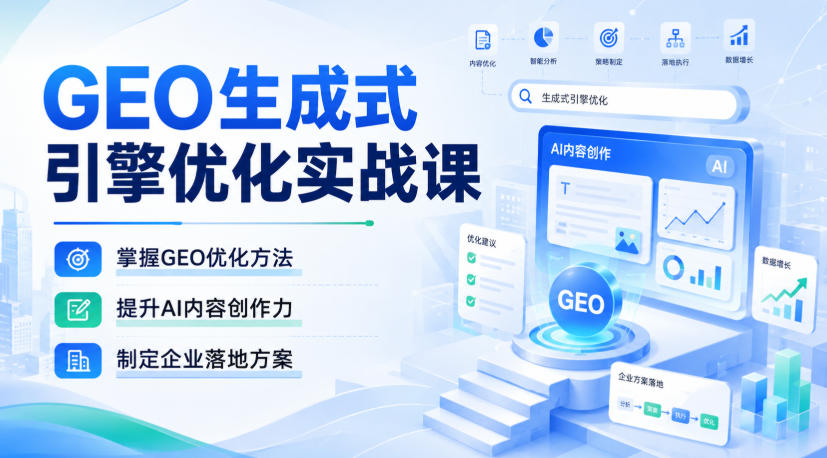 GEO生成式引擎优化实战课，掌握GEO优化方法，提升AI内容创作力，制定企业落地方案-小本创业副业项目推荐_零成本在家赚钱项目_中赚网