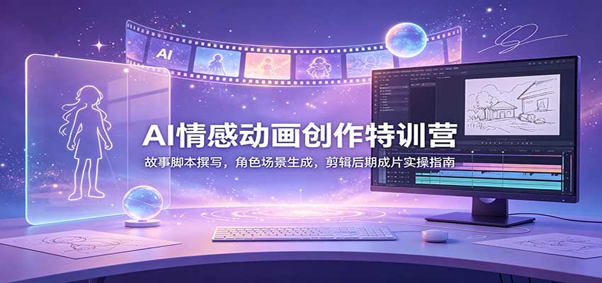 AI情感动画创作特训营：故事脚本撰写，角色场景生成，剪辑后期成片实操指南-小本创业副业项目推荐_零成本在家赚钱项目_中赚网