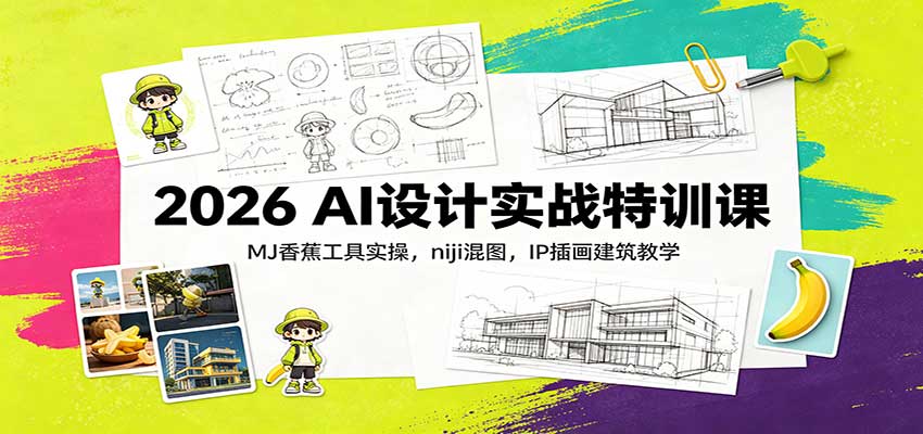 2026 AI设计实战特训课：MJ香蕉工具实操，niji混图，IP插画建筑教学-小本创业副业项目推荐_零成本在家赚钱项目_中赚网