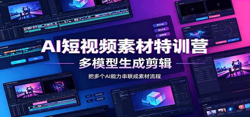 AI短视频素材特训营：Codex本地部署实操，多模型生成剪辑，爆量素材挖掘教学-小本创业副业项目推荐_零成本在家赚钱项目_中赚网