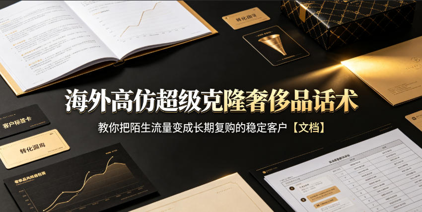 海外高仿超级克隆奢侈品话术，教你把陌生流量变成长期复购的稳定客户【文档】-小本创业副业项目推荐_零成本在家赚钱项目_中赚网