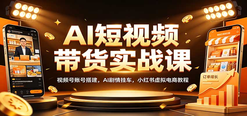 AI短视频带货实战课：视频号账号搭建，AI剧情挂车，小红书虚拟电商教程-小本创业副业项目推荐_零成本在家赚钱项目_中赚网