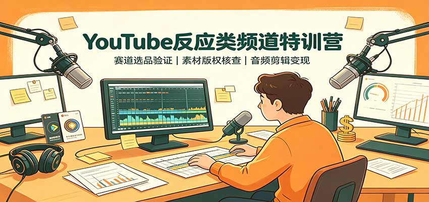 YouTube反应类频道特训营：赛道选品验证，素材版权核查，音频剪辑变现-小本创业副业项目推荐_零成本在家赚钱项目_中赚网