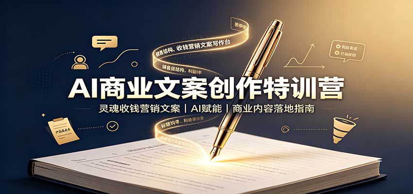 AI商业文案创作特训营：灵魂收钱营销文案，AI赋能，商业内容落地指南-小本创业副业项目推荐_零成本在家赚钱项目_中赚网