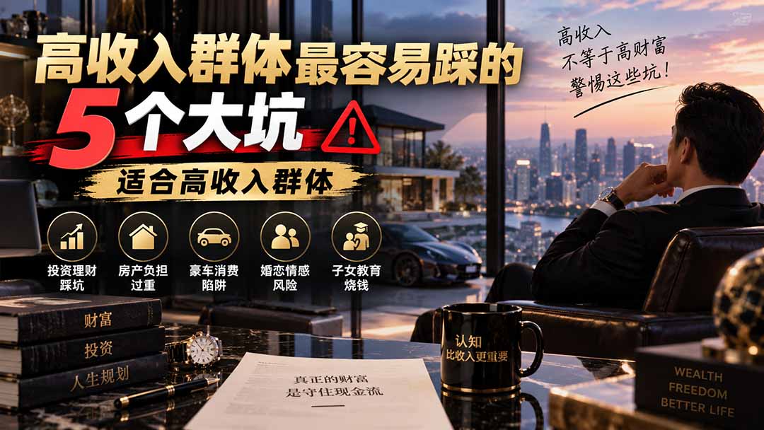 付费文章：高收入群体最容易踩的5个大坑，适合高收入群体-小本创业副业项目推荐_零成本在家赚钱项目_中赚网