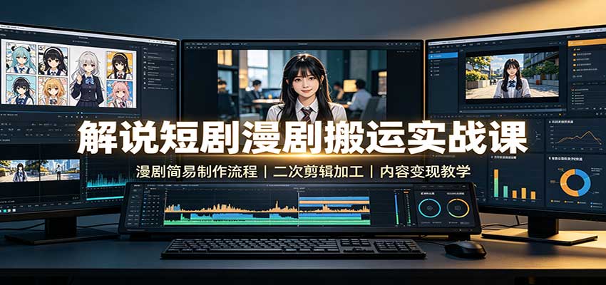 解说短剧漫剧搬运实战课：漫剧简易制作流程，二次剪辑加工，内容变现教学-小本创业副业项目推荐_零成本在家赚钱项目_中赚网