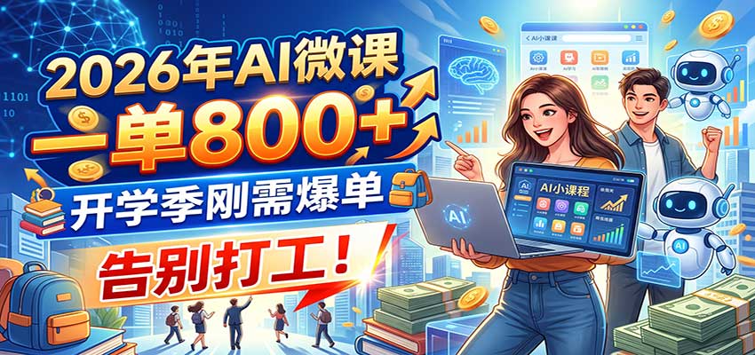 2026年AI微课，一单800+，开学季刚需爆单，告别打工！-小本创业副业项目推荐_零成本在家赚钱项目_中赚网