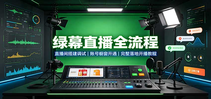 绿幕直播全流程：直播间搭建调试，账号橱窗开通，完整落地开播教程-小本创业副业项目推荐_零成本在家赚钱项目_中赚网