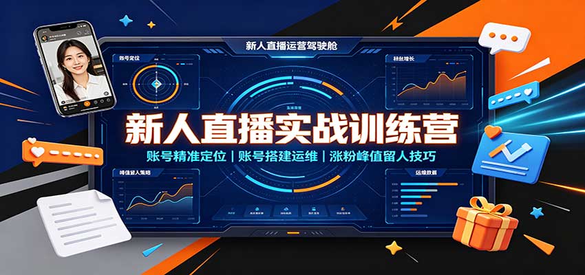 新人直播实战训练营：账号精准定位，账号搭建运维，涨粉峰值留人技巧-小本创业副业项目推荐_零成本在家赚钱项目_中赚网