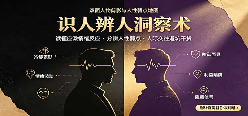 识人辨人终极心法：读懂应激情绪反应，分辨人性弱点，人际交往避坑干货-小本创业副业项目推荐_零成本在家赚钱项目_中赚网