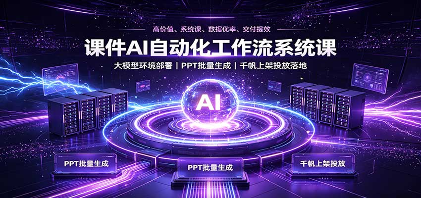 课件AI自动化工作流系统课：大模型环境部署，PPT批量生成，千帆上架投放落地-小本创业副业项目推荐_零成本在家赚钱项目_中赚网