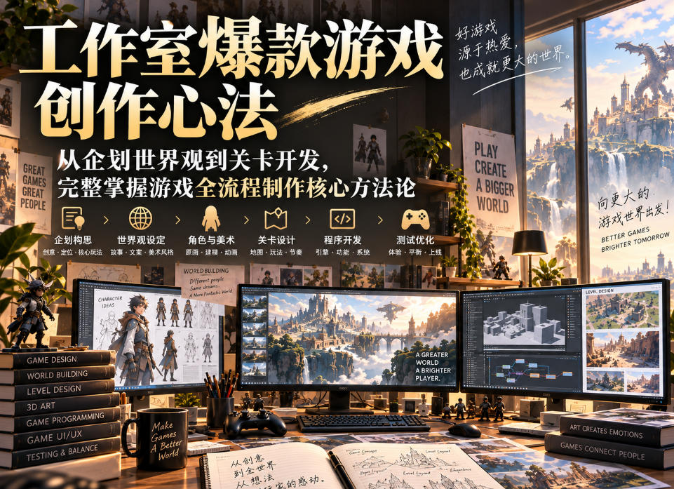 工作室爆款游戏创作心法｜从企划世界观到关卡开发，完整掌握游戏全流程制作核心方法论-小本创业副业项目推荐_零成本在家赚钱项目_中赚网