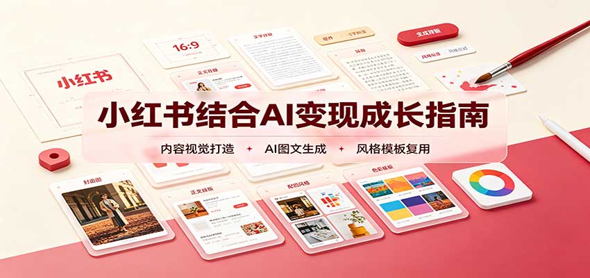 小红书结合AI变现成长指南：账号精准定位，内容视觉打造，搭建可复制流量获客体系-小本创业副业项目推荐_零成本在家赚钱项目_中赚网