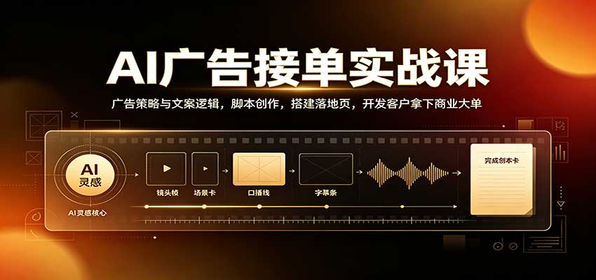 AI广告接单实战：广告策略与文案逻辑，脚本创作，搭建落地页，开发客户拿下商业大单-小本创业副业项目推荐_零成本在家赚钱项目_中赚网