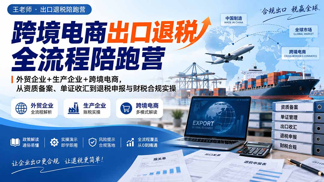 跨境电商出口退税全流程陪跑营｜外贸企业+生产企业+跨境电商，从资质备案、单证收汇到退税申报与财税合规实操-小本创业副业项目推荐_零成本在家赚钱项目_中赚网