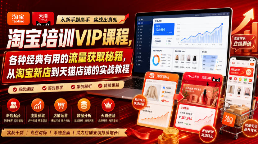 淘宝培训VIP课程，各种经典有用的流量获取秘籍，从淘宝新店到天猫店铺的实战教程(更新09月17日)-小本创业副业项目推荐_零成本在家赚钱项目_中赚网
