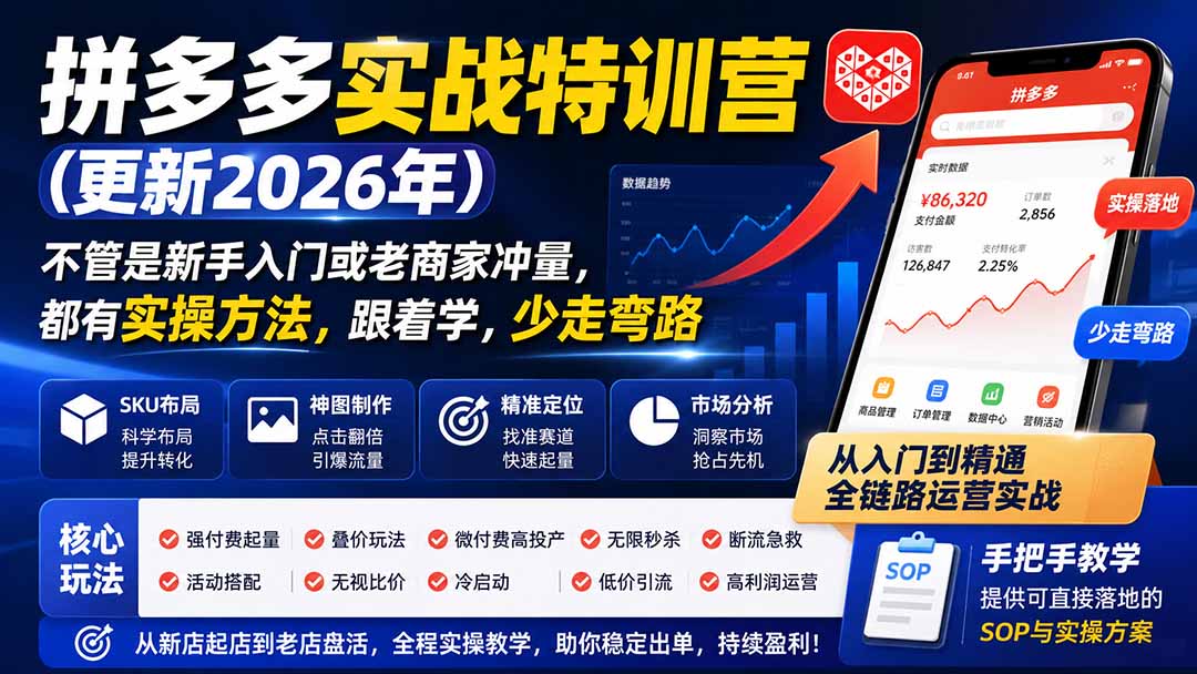拼多多实战特训营(更新0917-小本创业副业项目推荐_零成本在家赚钱项目_中赚网