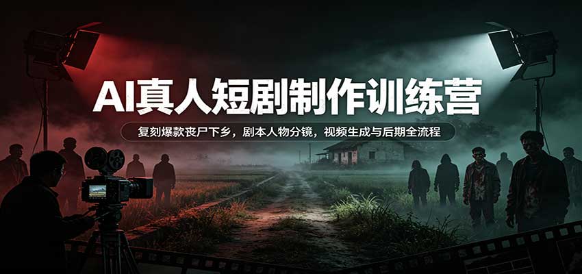 AI真人短剧制作训练营：复刻爆款丧尸下乡，剧本人物分镜，视频生成与后期全流程-小本创业副业项目推荐_零成本在家赚钱项目_中赚网
