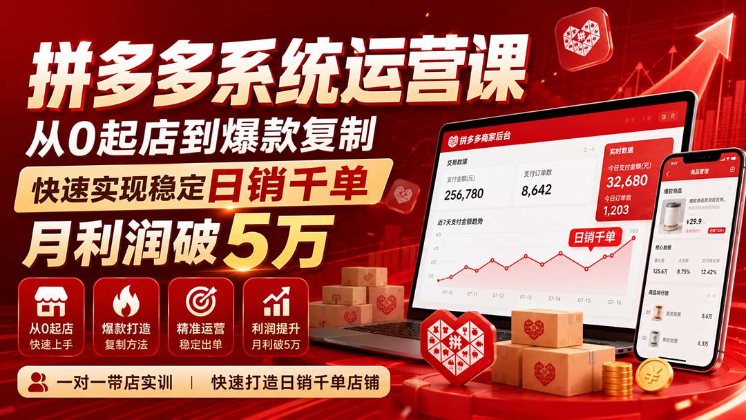 拼多多系统运营课-无水印(更新9月-小本创业副业项目推荐_零成本在家赚钱项目_中赚网
