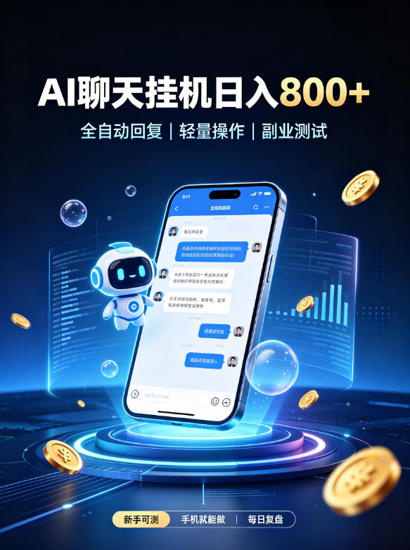 AI聊天挂G项目，日入800➕，全自动操作，适用个人副业，支持工作室矩阵操作【揭秘】-小本创业副业项目推荐_零成本在家赚钱项目_中赚网