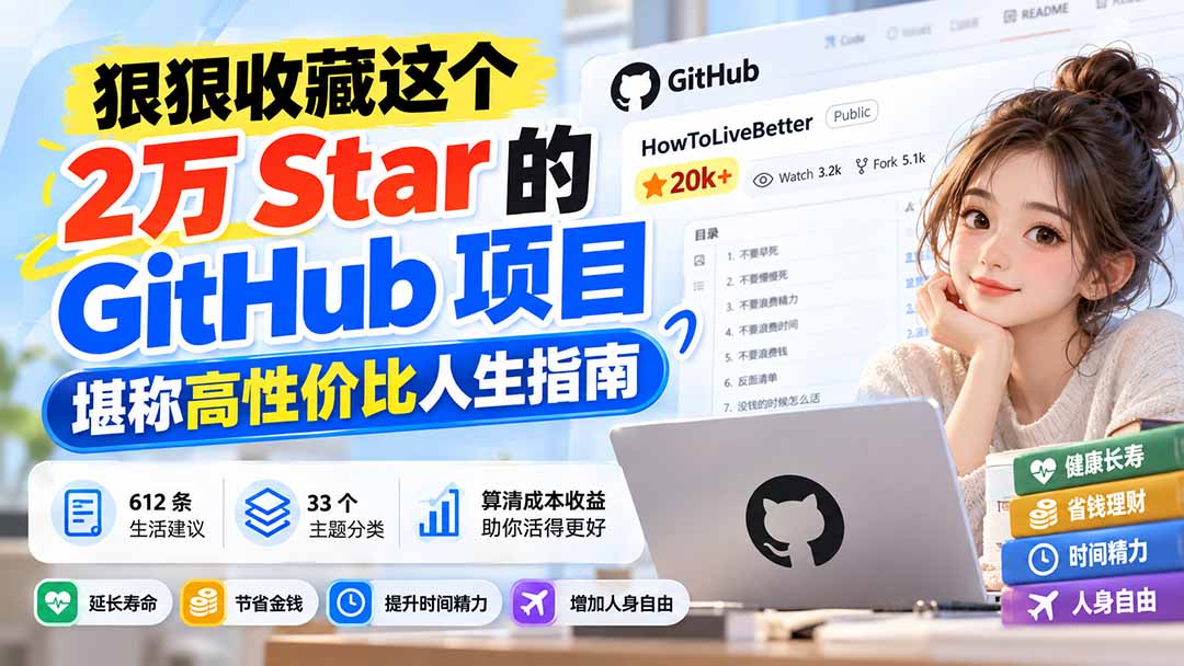狠狠收藏这个 2 万 Star 的 GitHub 项目，堪称高性价比人生指南。-小本创业副业项目推荐_零成本在家赚钱项目_中赚网