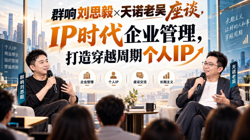 群响刘思毅×天诺老吴座谈，IP时代企业管理，打造穿越周期个人IP-小本创业副业项目推荐_零成本在家赚钱项目_中赚网