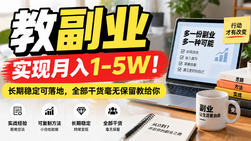 “教副业”实现月入1-5W！长期稳定可落地，全部干货毫无保留教给你【揭秘】-小本创业副业项目推荐_零成本在家赚钱项目_中赚网